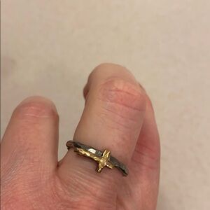 Vtg Silpada Hammered Silver and Gold Cross Ring